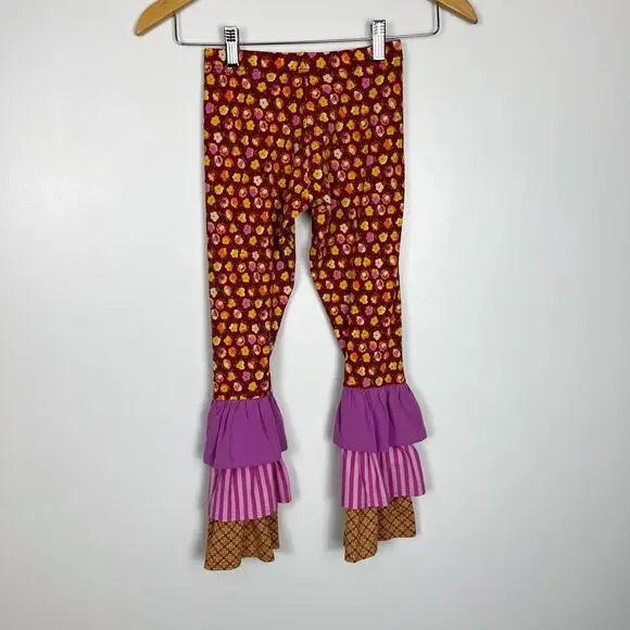 Matilda Jane Floral Striped Pattern Magician Ruffle Benny’s Leggings Size Girl 8 - Picture 5 of 7